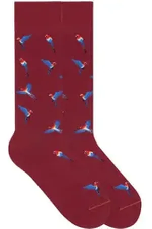 Von Jungfeld Socken Gemusterte Socken mit Papagei Icon in Rot