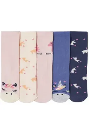 Vertbaudet Socken 5er-Pack Mädchen Socken mit Einhorn und Herzen rosa 27/30