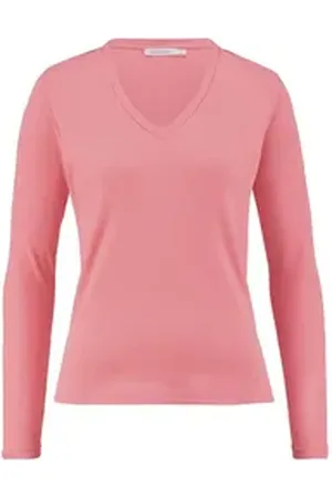 hessnatur T-Shirt V-Neck aus reiner Bio-Baumwolle (1-tlg) rosa 40