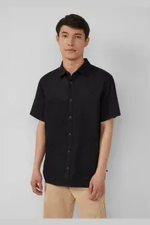 QS by s.Oliver Kurzarmhemd Regular Fit: Leichtes Kurzarmhemd aus 100% Leinen schwarz M
