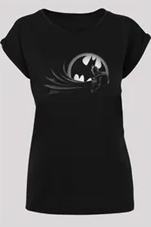 F4NT4STIC Kurzarmshirt Damen Batman Spot with Ladies Extended Shoulder Tee (1-tlg) schwarz XL