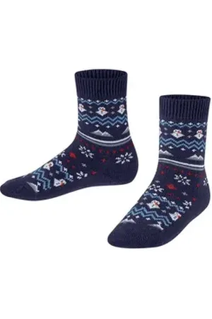 Falke Socken Winter Fair Isle (1-Paar) aus hautfreundlicher Baumwolle blau 39-42
