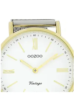 Oozoo Quarzuhr Damen Armbanduhr Vintage Series, (Analoguhr), Damenuhr rund, groß (ca. 40mm) Metallarmband silber silberfarben
