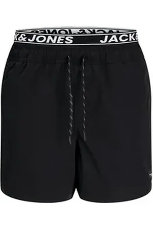 JACK & JONES Badeshorts JPSTMAUI JJSWIM DB WB AKM SN mit angenähtem Logo-Bund schwarz S