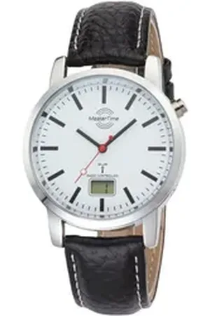 Master Time Funkuhr Basic MTGA-10592-20L, Armbanduhr, Quarzuhr, Herrenuhr, Datum, Lederarmband schwarz