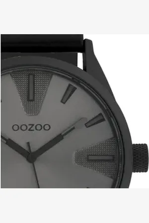 Oozoo Quarzuhr Herren Armbanduhr, (Analoguhr), Herrenuhr rund, groß (ca. 45mm) Lederarmband, Fashion-Style schwarz