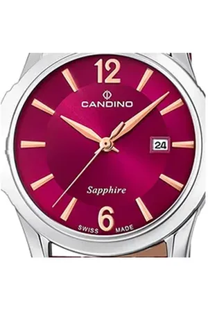 Candino Quarzuhr Damenuhr Classic, (Analoguhr), Damen Armbanduhr rund, Edelstahlarmband rot rot
