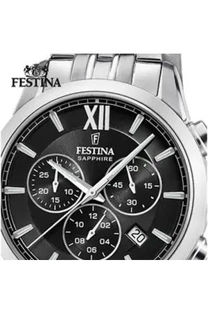 Festina Chronograph Herrenuhr Edelstahl silber, (Chronograph), Herren Armbanduhr rund, Edelstahlarmband silber, Elegant silberfarben