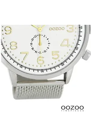 Oozoo Quarzuhr Herren Armbanduhr Timepieces Analog, (Analoguhr), Herrenuhr rund, extra groß (ca. 50mm) Metallarmband, Elegant-Style silberfarben