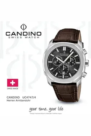 Candino Chronograph Herrenuhr Leder braun , (Chronograph), Herren Armbanduhr rund, Lederarmband braun, Sport braun