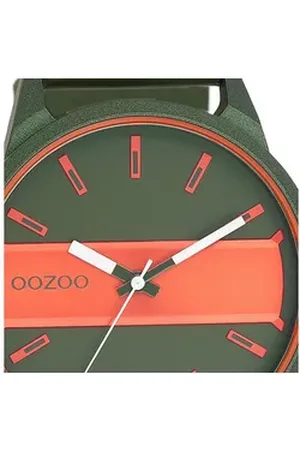 Oozoo Quarzuhr Herren Armbanduhr Timepieces Analog, (Analoguhr), Herrenuhr rund, extra groß (ca. 48mm) Lederarmband, Fashion-Style grün