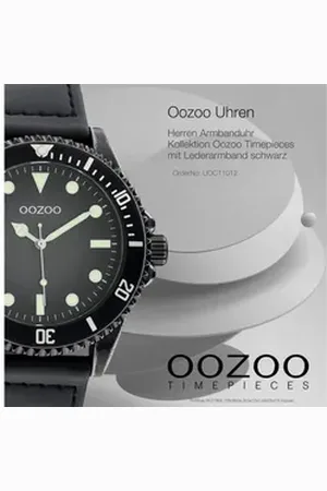 Oozoo Quarzuhr Herren Armbanduhr Timepieces, (Analoguhr), Herrenuhr rund, groß (ca. 42mm) Lederarmband, Casual-Style schwarz