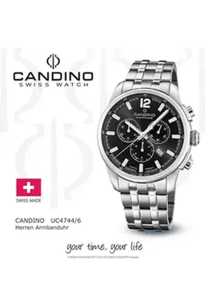 Candino Chronograph Herrenuhr Edelstahl silber, (Chronograph), Herren Armbanduhr rund, Edelstahlarmband silber, Sport silberfarben