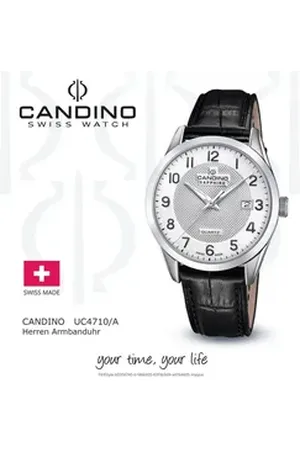 Candino Quarzuhr Herrenuhr Leder schwarz , (Analoguhr), Herren Armbanduhr rund, Lederarmband schwarz, Casual schwarz