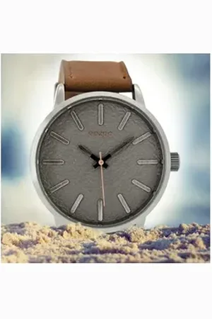 Oozoo Quarzuhr Herren Armbanduhr braun, (Analoguhr), Herrenuhr rund, extra groß (ca. 48mm) Lederarmband, Fashion-Style braun