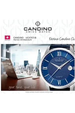 Candino Quarzuhr Herrenuhr Leder blau , (Analoguhr), Herren Armbanduhr rund, Lederarmband blau, Casual blau