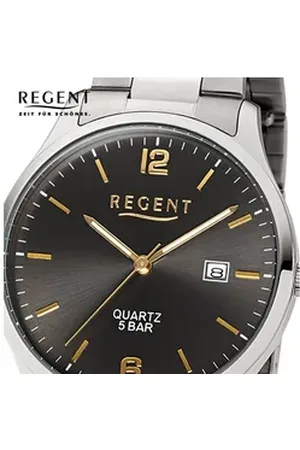 Regent Quarzuhr Herren-Armbanduhr silber Analog, (Analoguhr), Herren Armbanduhr rund, groß (ca. 40mm), Edelstahlarmband silberfarben