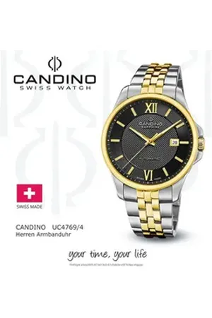 Candino Quarzuhr Herrenuhr Edelstahl silber gold, (Analoguhr), Herren Armbanduhr rund, Edelstahlarmband silber, gold, Luxus silberfarben