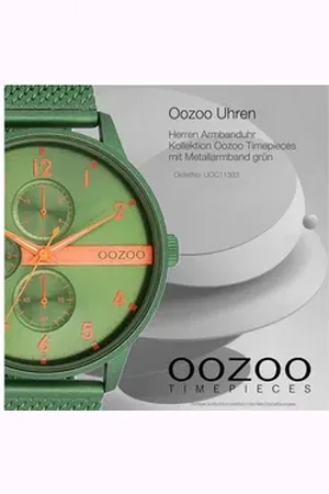 Oozoo Quarzuhr Herren Armbanduhr Timepieces Analog, (Analoguhr), Herrenuhr rund, groß (ca. 45mm) Metallarmband, Fashion-Style grün