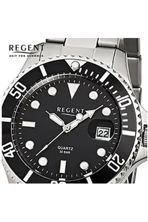 Regent Quarzuhr Herren-Armbanduhr silber Analog, (Analoguhr), Herren Armbanduhr rund, groß (ca. 40mm), Edelstahlarmband silberfarben