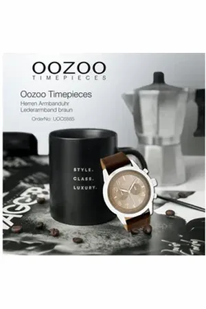 Oozoo Quarzuhr Herren Armband-Uhr braun, (Analoguhr), Herrenuhr rund, groß (ca. 43mm) Lederarmband, Fashion-Style braun