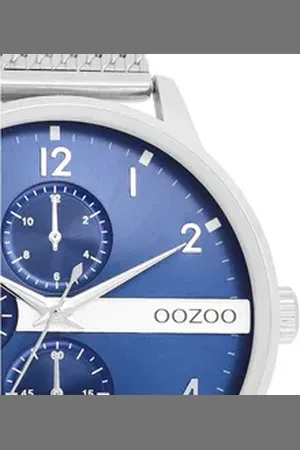 Oozoo Quarzuhr Herren Armbanduhr Timepieces Analog, (Analoguhr), Herrenuhr rund, groß (ca. 45mm) Metallarmband, Fashion-Style silberfarben
