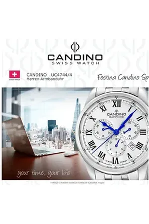Candino Chronograph Herrenuhr Edelstahl silber, (Chronograph), Herren Armbanduhr rund, Edelstahlarmband silber, Sport silberfarben