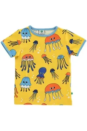 Småfolk T-Shirt T-shirt mit Qualle Hergestellt aus organischem Baumwolljersey gelb 4-5 Jahre