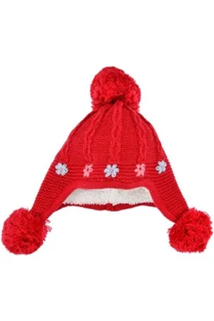 BONDI Strickmütze Baby Mädchen Wintermütze "Blümchen" 86562 - Rot, Gefüttert 47