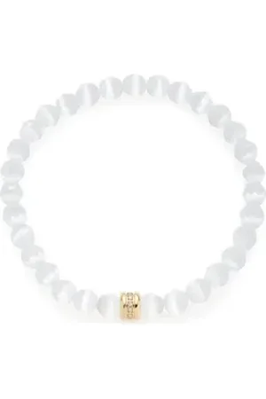 Leonardo Edelstahlarmband Damen-Armband Edelstahl Katzenauge weiß