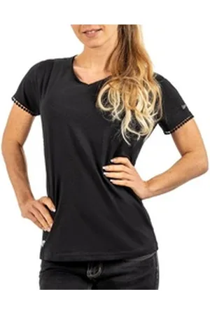 Geographical Norway T-Shirt Elegantes Kurzarm Shirt bajosiane Lady mit Spitze am Rücken schwarz S