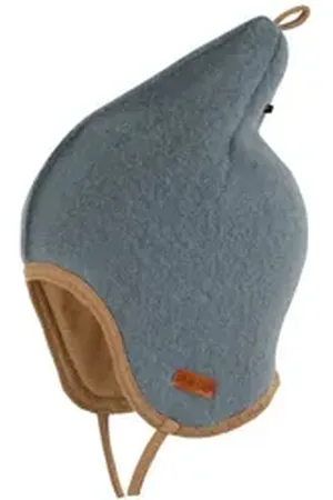 pure pure Ohrenmütze Wollfleece Baby-Mütze in süßem Zipfel-Design von 8-12 Monate mit Bindebändchen blau