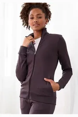 Bench Sweatjacke (1-tlg) mit bestickten Stehkragen, Loungeanzug braun 52/54