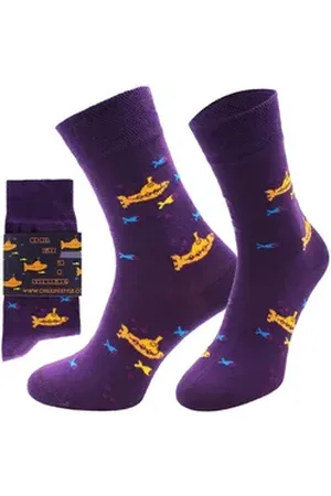 Chili Lifestyle Freizeitsocken SUBMARINE Lustige Socken mit Spruch Banderole als Geschenksocken (Paar, 1-Paar, Mit Spruchbanderole) Weichbund ohne Gummidruck blau|gelb|lila 41-45