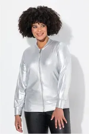 Angel of Style Angel of Style Kurzjacke Blouson Silber-Metallic Zipper grau|silberfarben 46