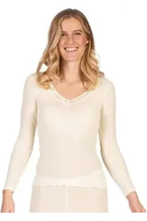 Nina Von C. Thermounterhemd Damen Langarm-Shirt Wool Silk (Stück, 1-St) - beige 36