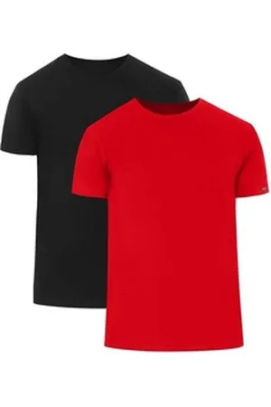 Cornette T-Shirt Herren T-Shirts mit U-Ausschnitt 2er Pack CR068 (1-tlg) bunt|rot|schwarz M