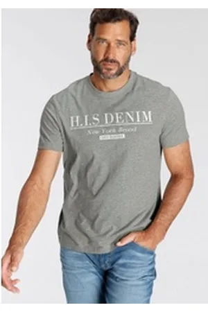 H.I.S H.I.S T-Shirt schmale Passform, bedrucktes Design, Rundhalsausschnitt grau 4XL (68/70)