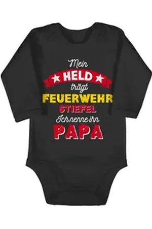Shirtracer Shirtbody Mein Held trägt Feuerwehrstiefel Papa schwarz 12/18 Monate