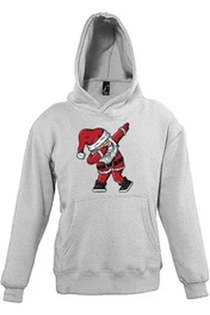 Youth Designz Kapuzenpullover Dabbing Santa Kinder Unisex Hoodie Pullover mit trendigem Frontprint grau 118-128 (8 Jahre)