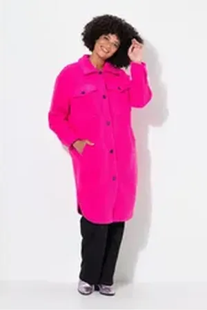 Angel of Style Angel of Style Outdoorjacke Hemdjacke A-Linie Teddyplüsch Schachbrett rosa|rot 52