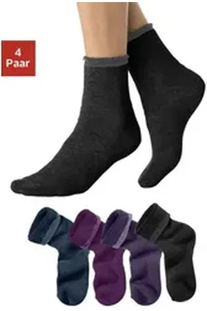 Lavana Kuschelsocken (Packung, 4-Paar) mit Innenfrottee lila|schwarz 39-42