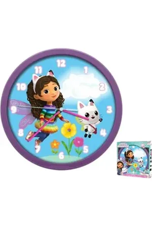 Gabbys Dollhouse Uhr (Kinderwanduhr 25 cm) lila