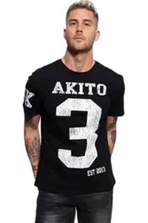 Akito tanaka T-Shirt Number (1-tlg) mit Print in der Front und auf dem Ärmel schwarz S