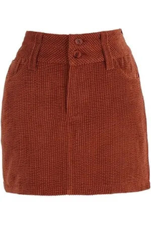 Fresh Lions A-Linien-Rock Corduroy Side Slit Mini Skirt rost S S