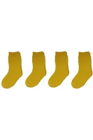 Yalion Kurzsocken ® weiche Kinder Socken mit Vollplüsch 4er Pack Elastisch gelb EU20/21