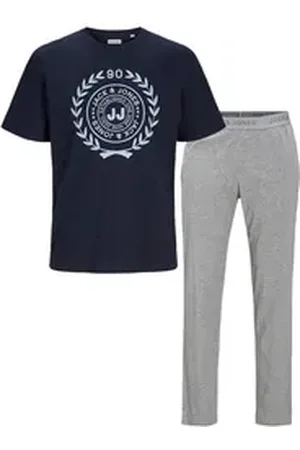 JACK & JONES Schlafanzug JACATHENS (Set, 2 tlg) angenehmer Baumwolljersey blau 140