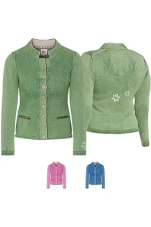 SPIETH & WENSKY Trachtenjanker 380420-D-TARANA Damen Trachten Strickjacke janker Tarana Tracht jacke grün 38/M
