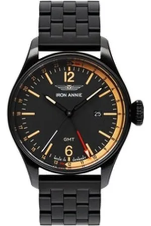 Iron Annie Quarzuhr Flight Control, GMT, 5148M2, Armbanduhr, Herrenuhr, Datum, Made in Germany schwarz