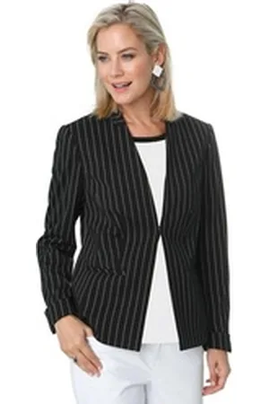 GOLDNER Blouson Moderner Cardigan im Nadelstreifen-Dessin Ohne schwarz 44